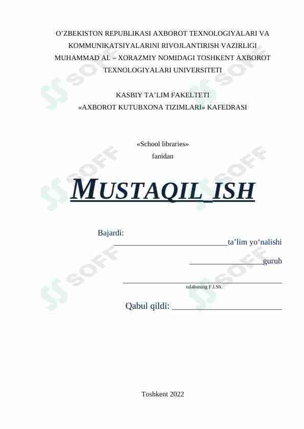 Maktab kutubonachisining lavozim yo'riqnomasi