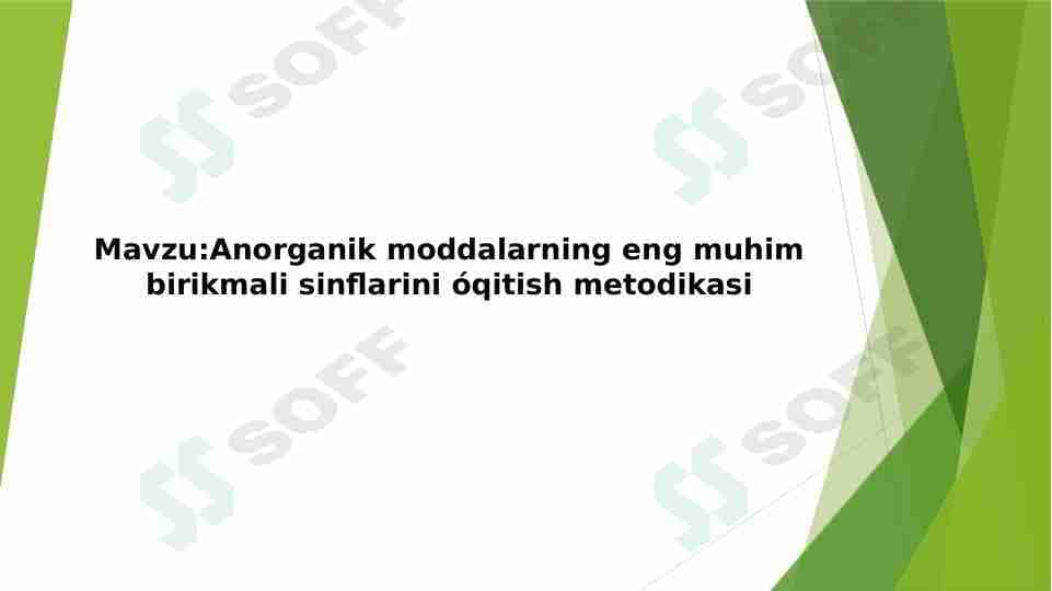 Anorganik moddalarning eng muhim birikmali sinflarini o'qitish metodikasi