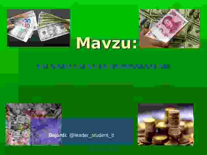 XALQARO VALYUTA MUNOSABATLARI