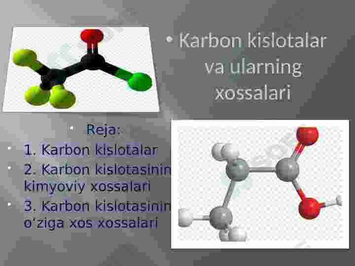 Karbon kislotalar va ularning kimyoviy xossalari
