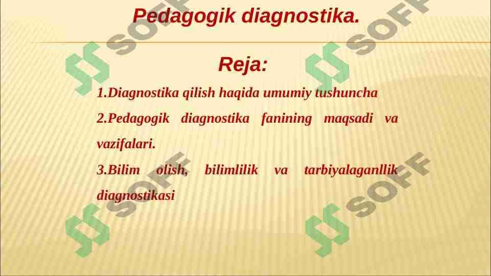Pedagogik diagnostika.