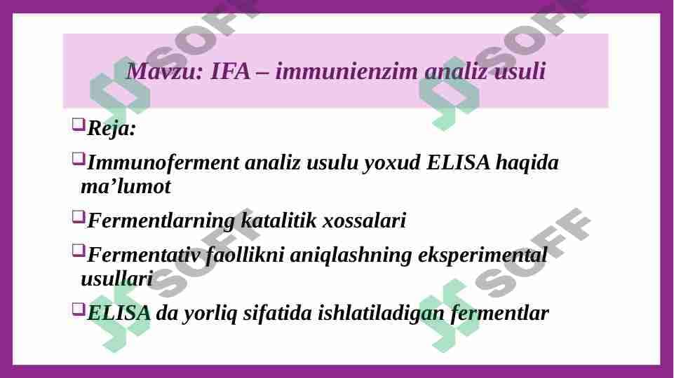 IFA – immunienzim analiz usuli