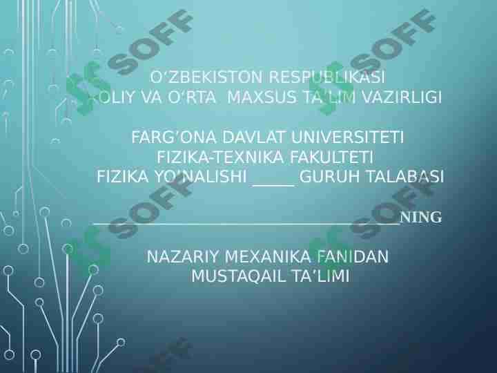 Sistemaning erkinlik darajasi soni