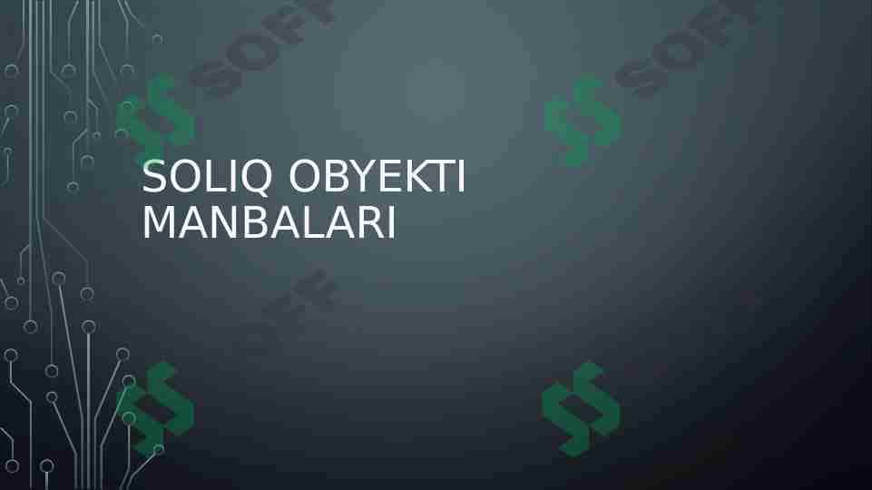 Soliq obyekti manbalari