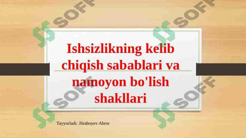 Ishsizlik sabablari