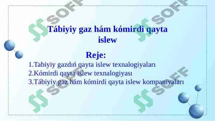 Tabiiy gaz va kómirni qayta ishlash