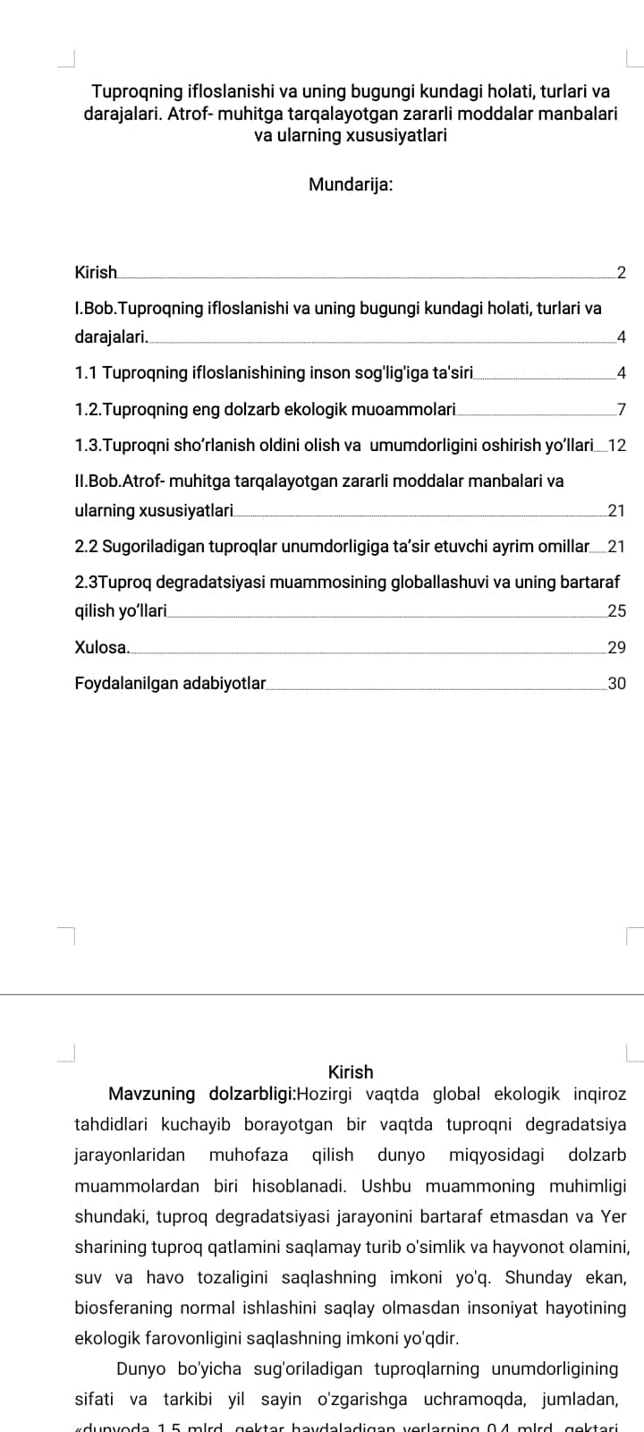 ATMOSFERA HOLATI O'ZGARISHI BILAN BOG'LIQ FAVQULOTDA VAZIYATLARNI OLDINI OLISH