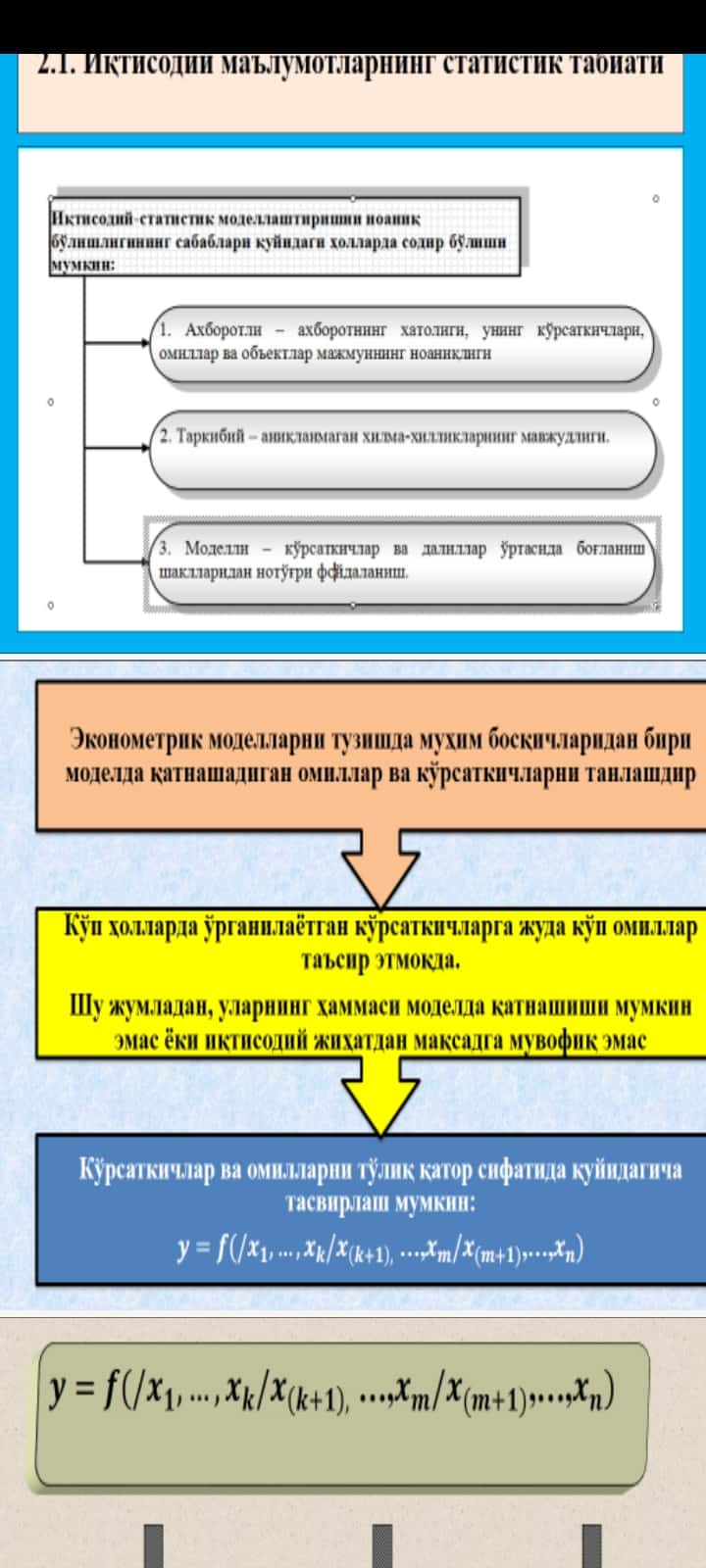 EKONOMETRIK MODELLARNING AXBOROT TA’MINOTI