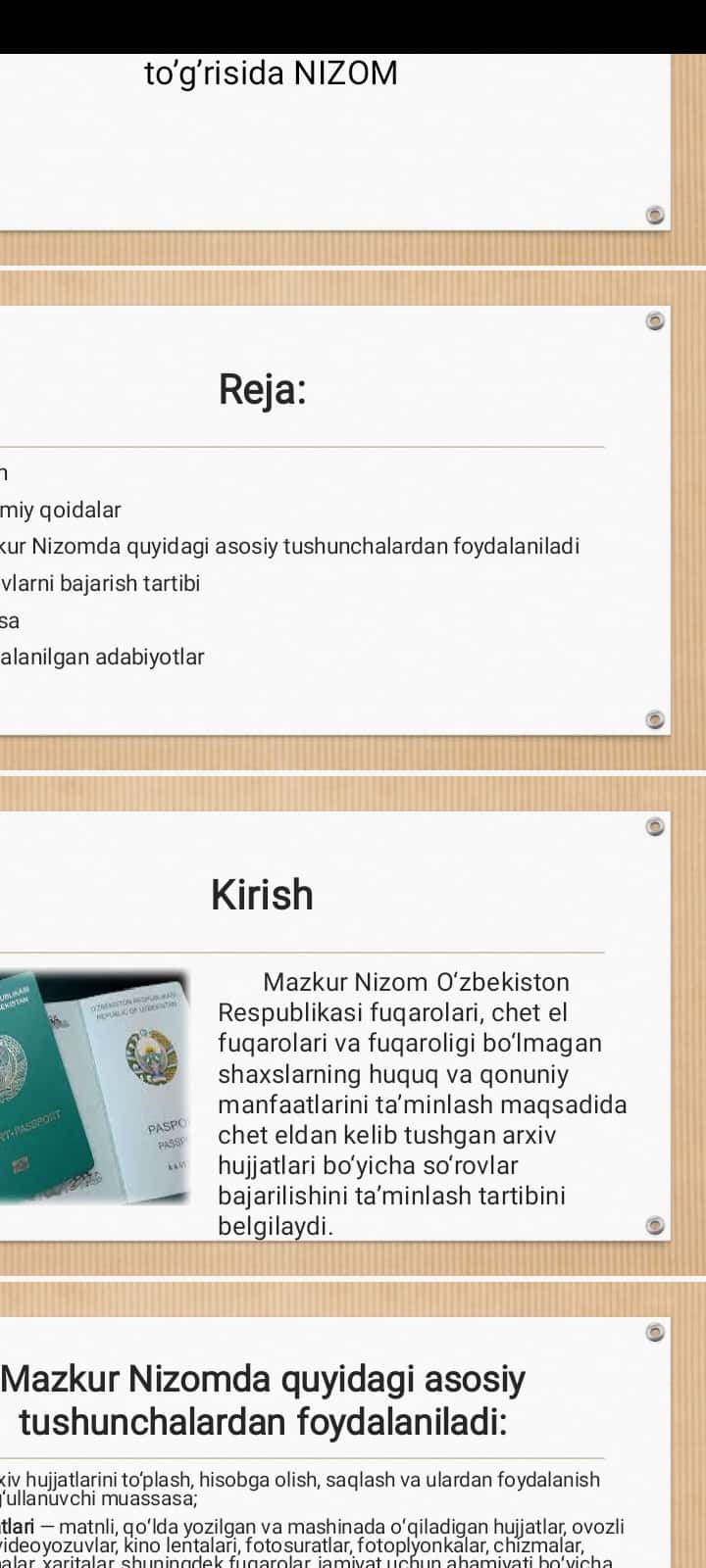 Oʼzbekiston Respublikasi fuqarolari, chet el fuqarolari va fuqaroligi boʼlmagan shaxslarning huquqlari va qonuniy manfaatlarini taʼminlash yuzasidan xorijdan kelib tushgan arxiv hujjatlari boʼyicha soʼrovlar ijrosini taʼminlash tartibi toʼgʼrisida NIZOM