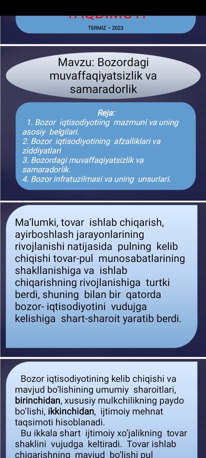 Bozordagi muvaffaqiyatsizlik va samaradorlik