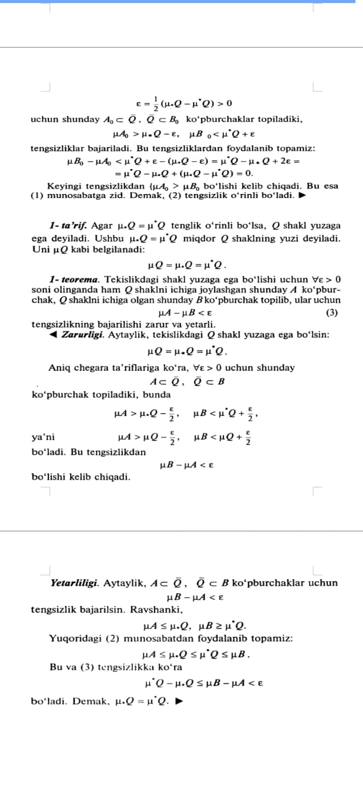 Karrali integral. Darbu yig‘indilari va ularning xossalari