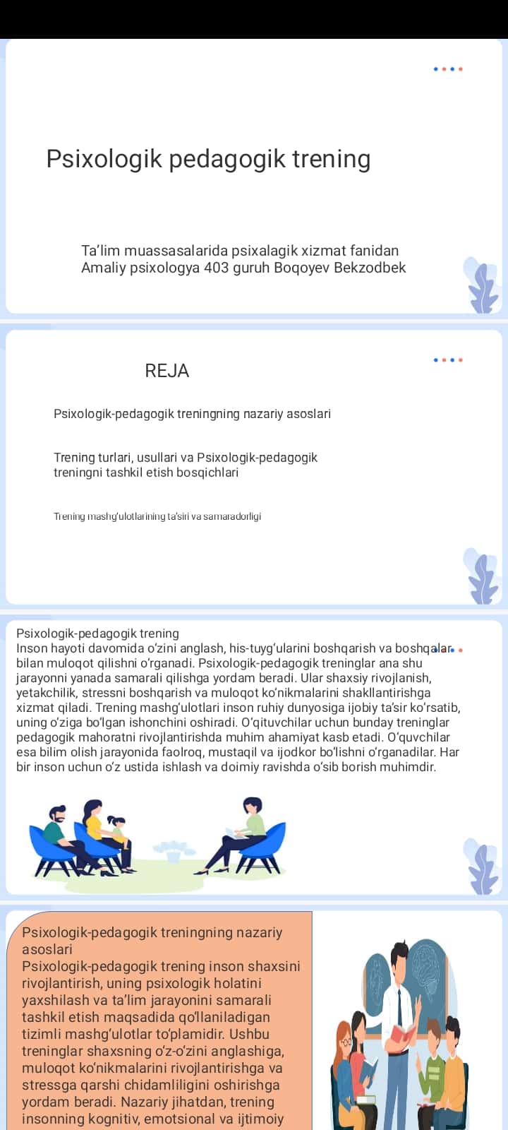 Psixologik pedagogik trening slayd