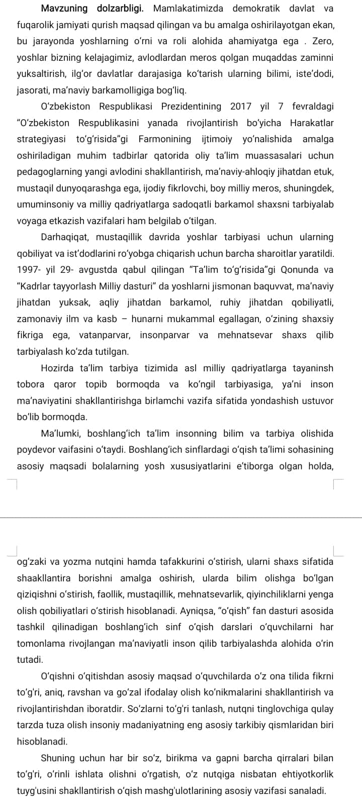 SINFDAN TASHQARI OʻQISH DARSLARIDA R.TOLIB IJODINI OʻRGANISH