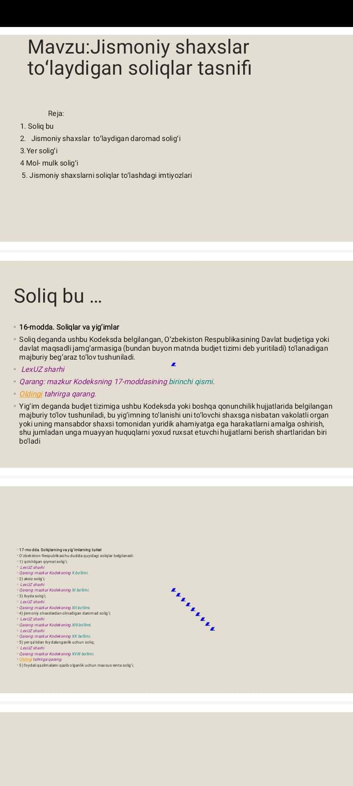 Jismoniy shaxslar toʻlaydigan soliqlar tasnifi
