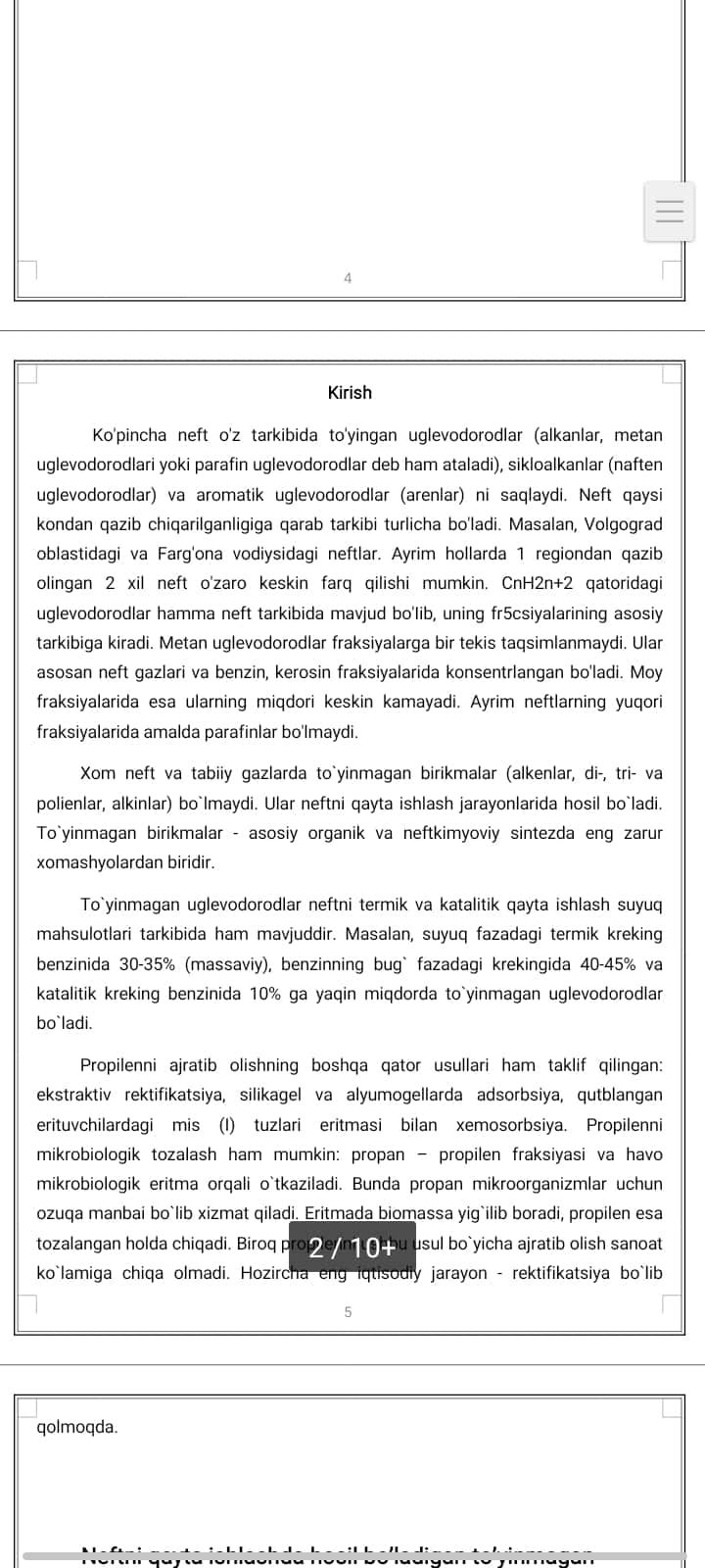 Propilen oksidini gidratlash jarayonini o’rganish kURS ISHI