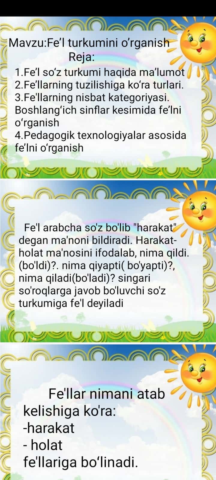 Mavzu: Fe’l so‘z turkumi