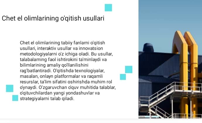Oʻrta Osiyo olimlarining tabiiy fanlarni shakllanish va rivojlanishiga qoʻshgan hissalari chet el olimlarining tabiiy fanlarni oʻqitishi shakllari va rivojlanishi uchun qoʻshgan hissalari