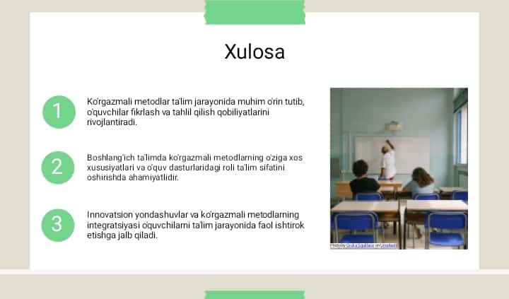 Boshlang'ich ta'lim tabiiy fanlar darsliklarida ko'rgazmali metodlardan foydalanish va tahlillarni rivojlanish