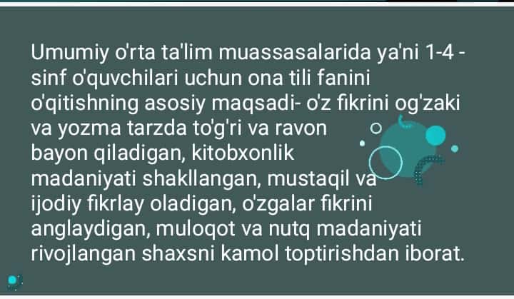 Ona tilidan DTS va o'quv dasturi mazmuni