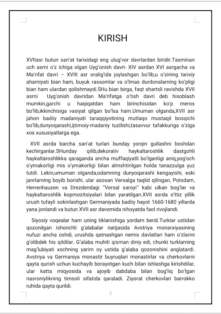 XVI –XVII asrning I yarmida Germaniya madaniyati