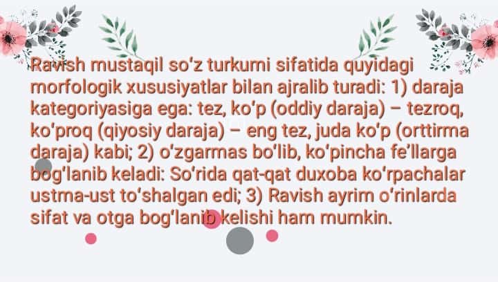 Mavzu : Ravish