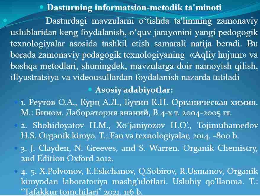 Organik kimyoning asosiy tushunchalari