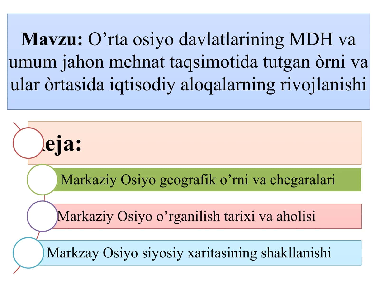 O’rta osiyo davlatlarining MDH va