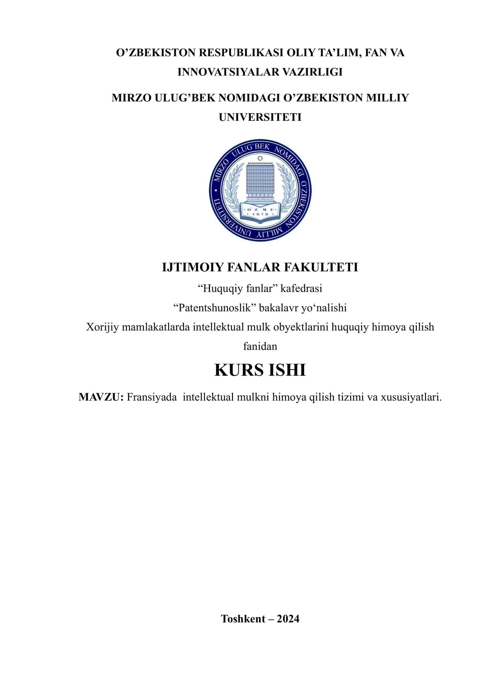 Fransiyada intellektual mulkni himoya qilish tizimi va xususiyatlari