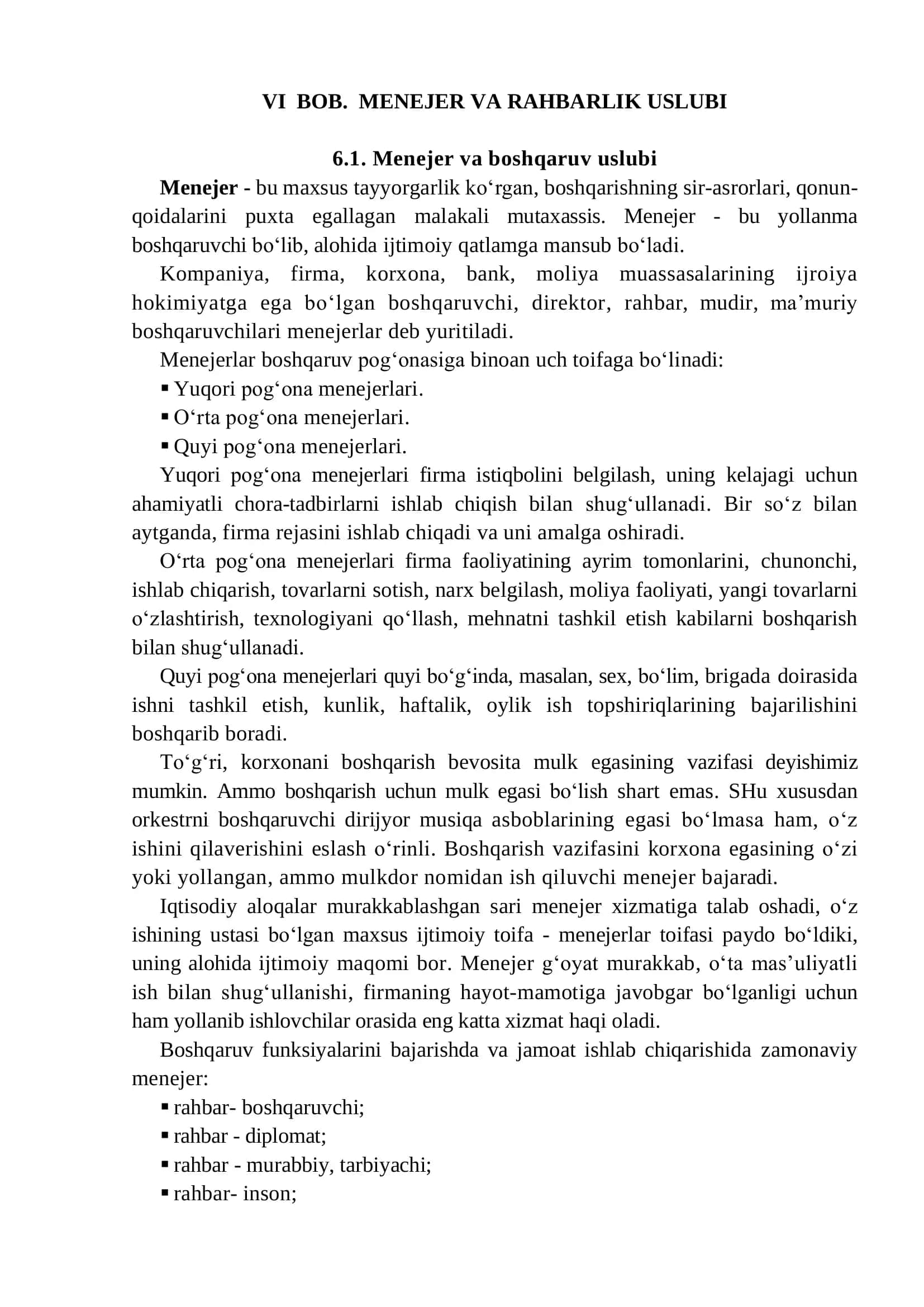 Menejer va Rahbarlik Uslubi