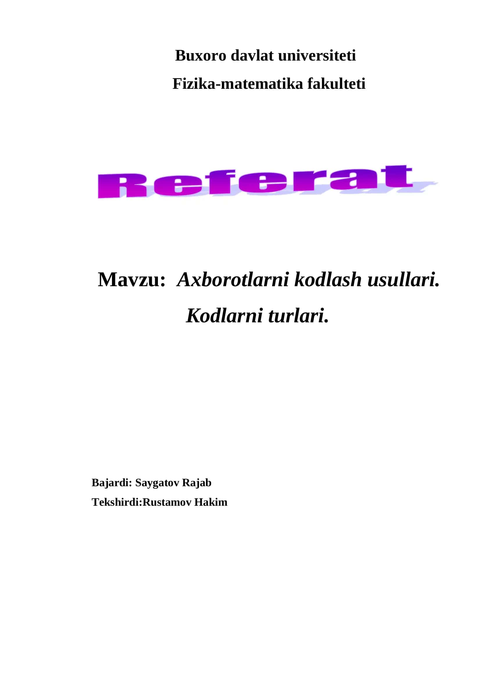 Axborotlarni kodlash usullari