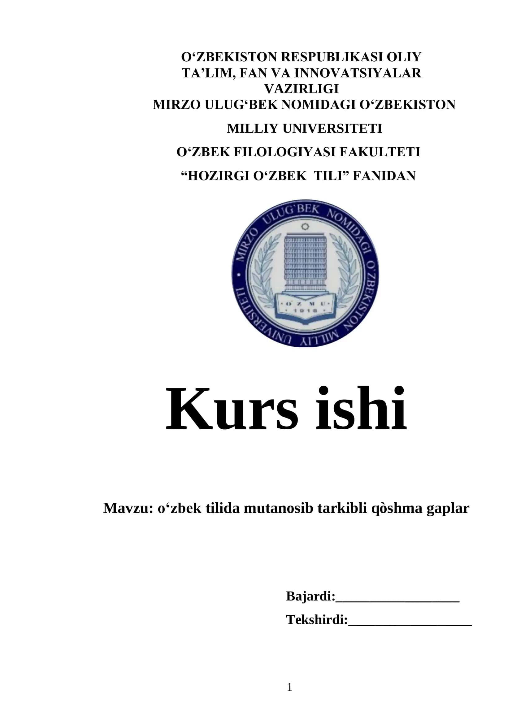 Oʻzbek tilida mutanosib tarkibli qòshma gaplar