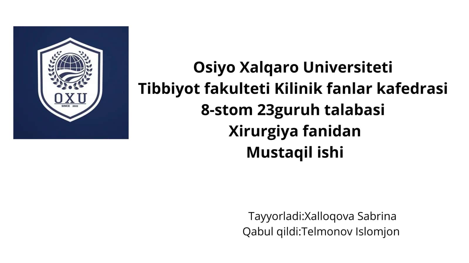 Yuqori jag‘ tishlarini olish texnikasi