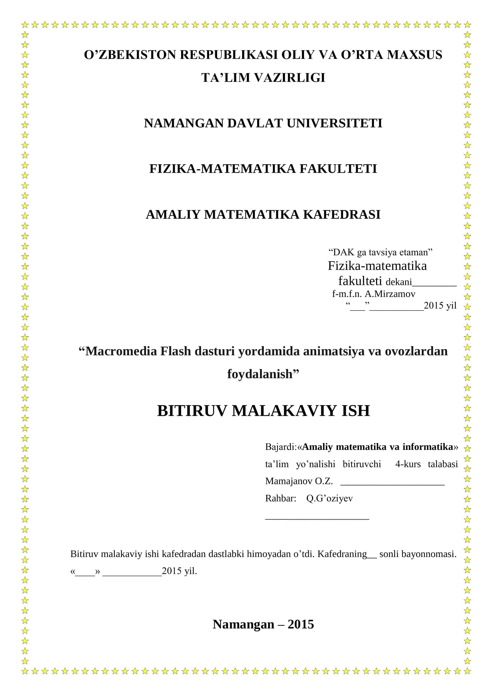 Macromedia Flash dasturi yordamida animatsiya va ovozlardan foydalanish