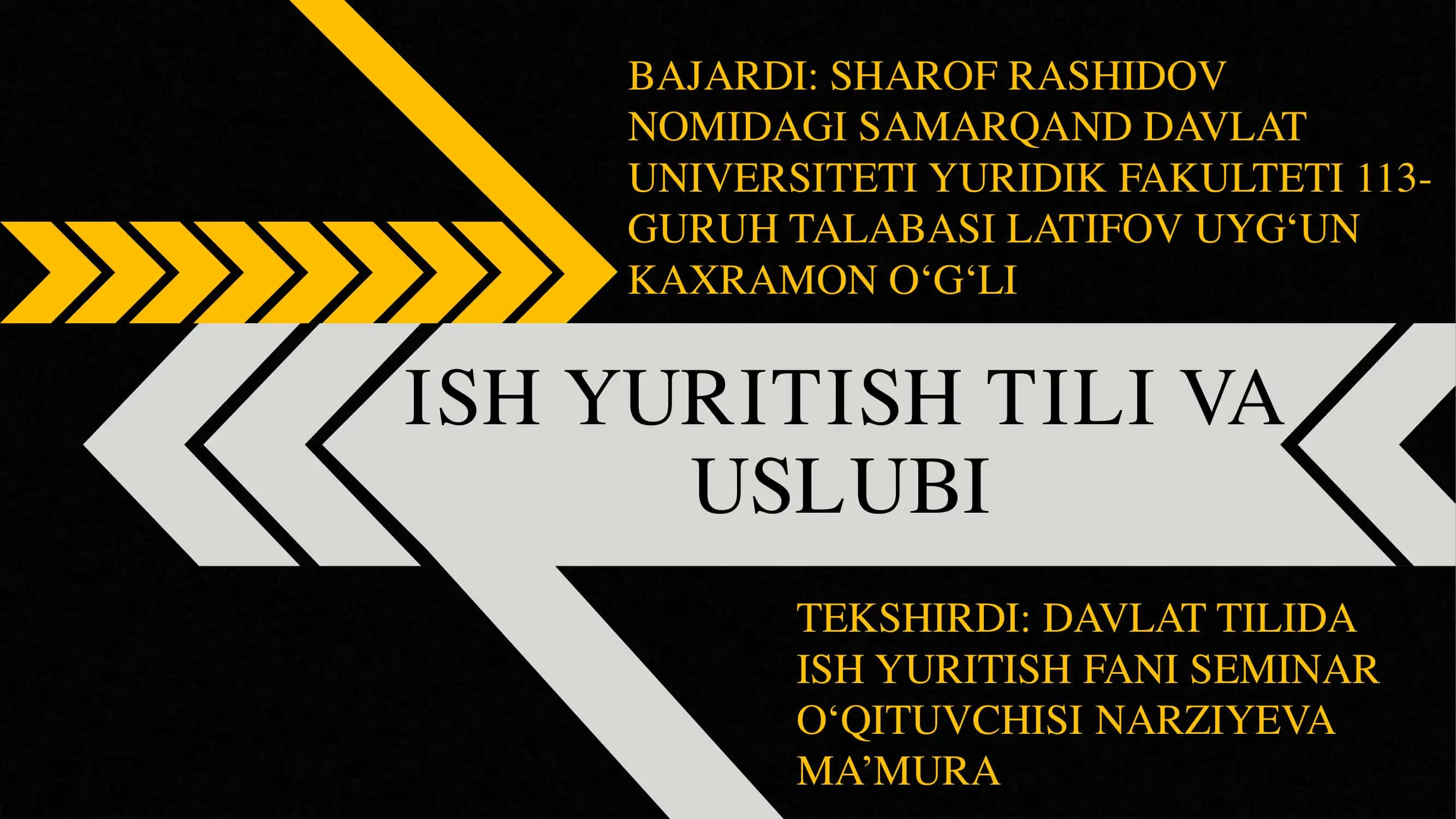 Ish yuritish tili va uslubi