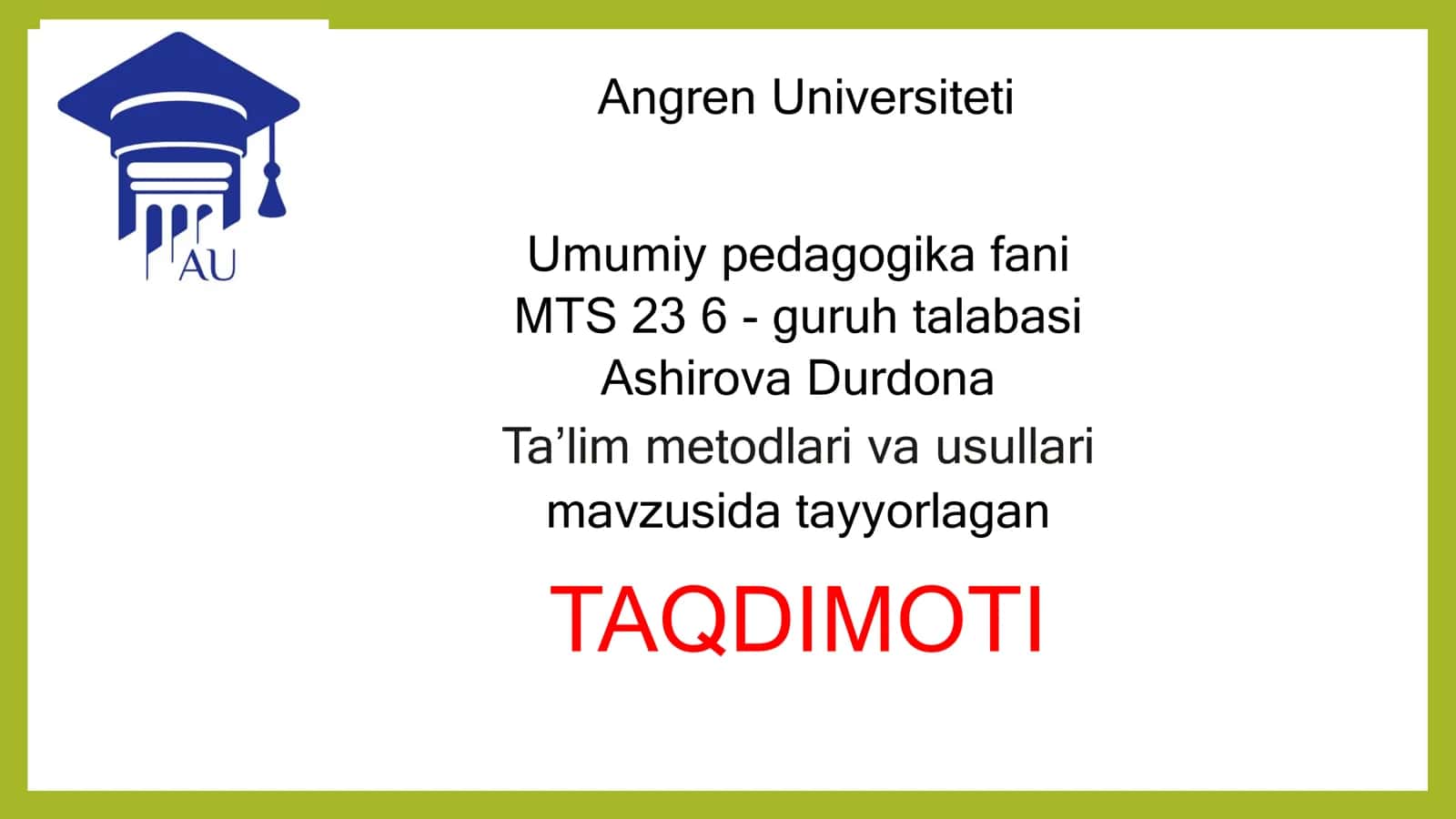 Ta'lim Metodlari va Usullari