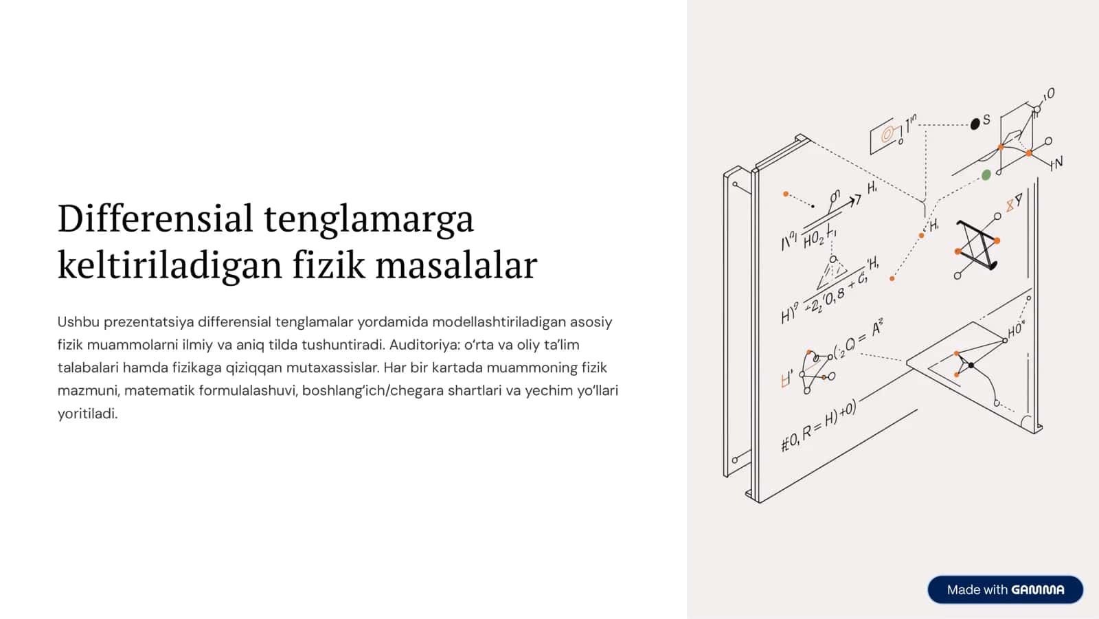 Differensial tenglamalarga keltiriladigan fizik masalalar