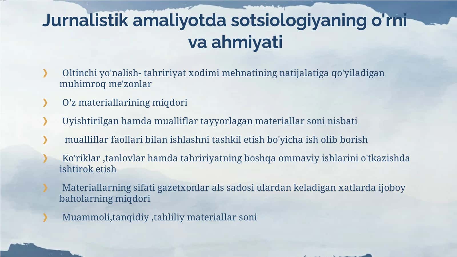 Jurnalistik amaliyotda sotsiologiyaning o'rni va ahmiyati