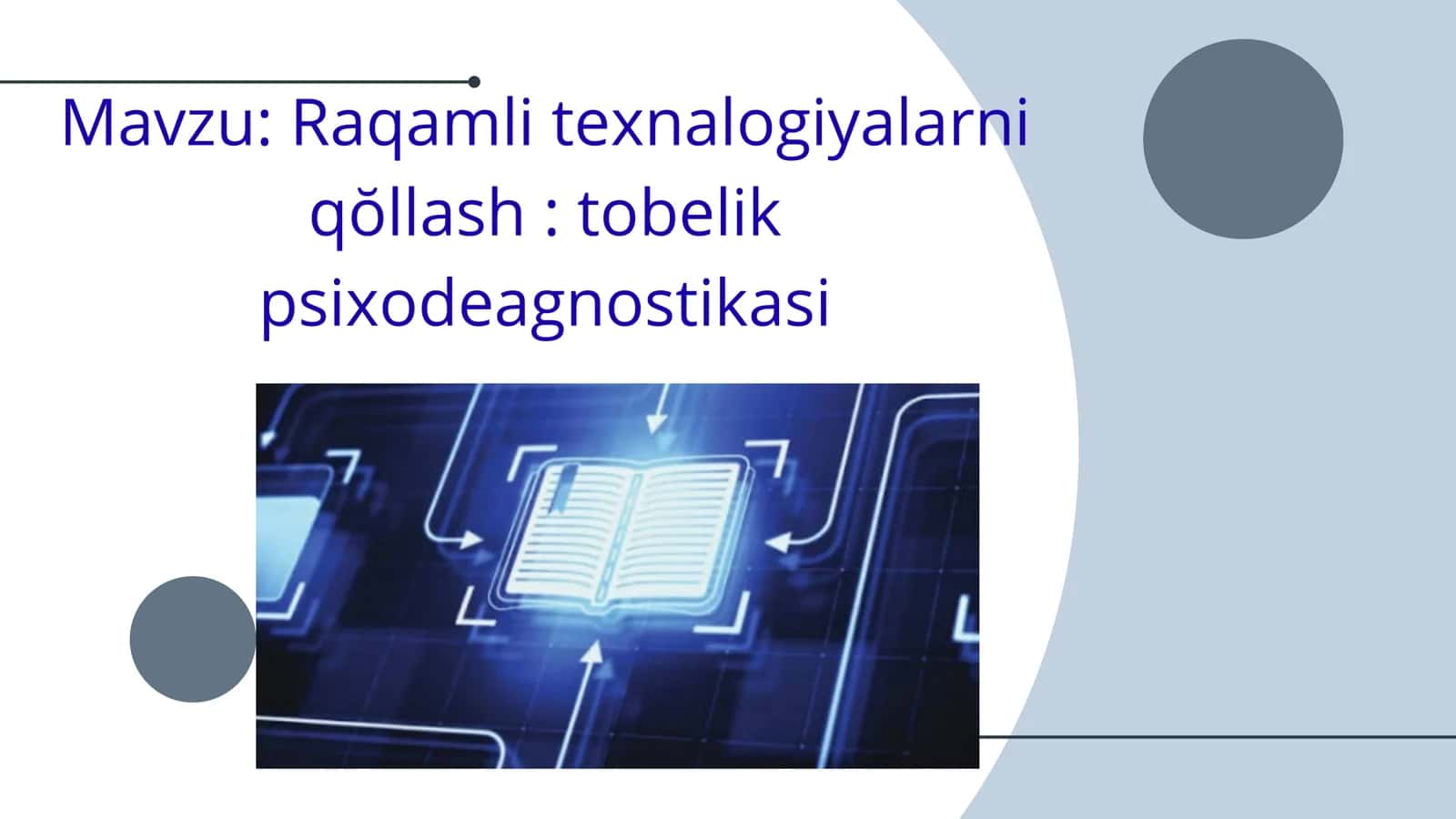 Raqamli texnalogiyalarni qŏllash: tobelik psixodeagnostikasi