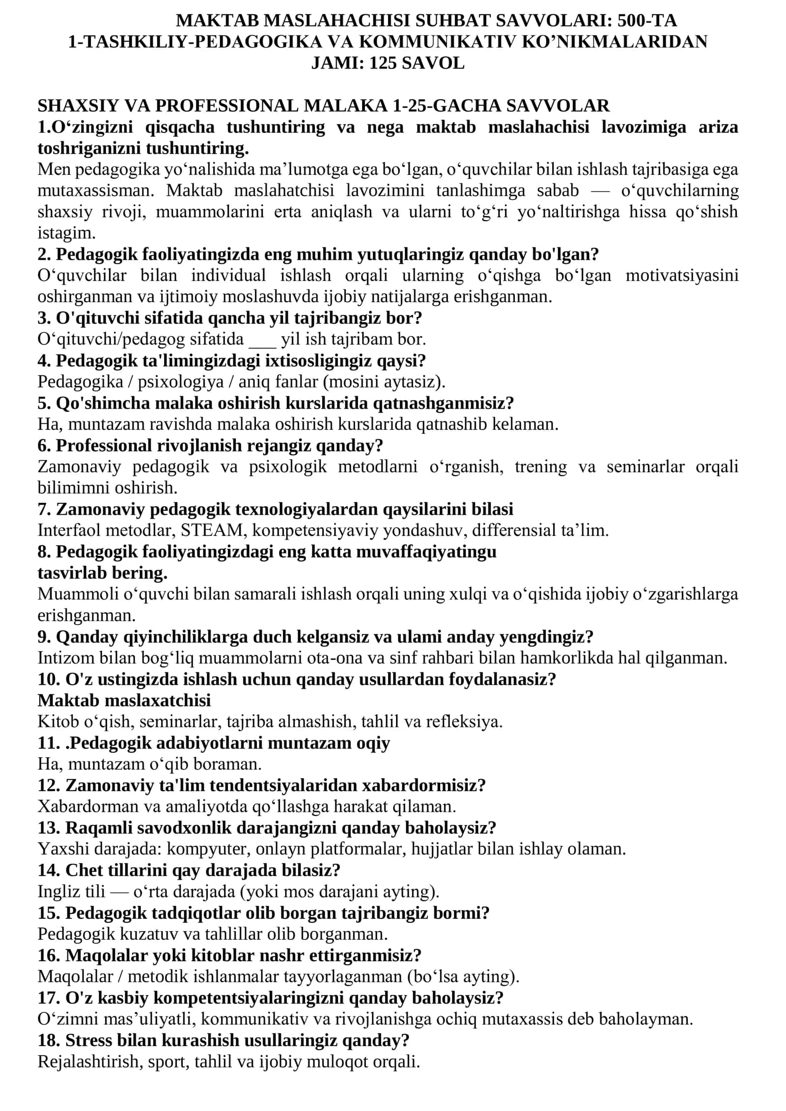 MAKTAB MASLAHACHISI SUHBAT SAVVOLARI 500