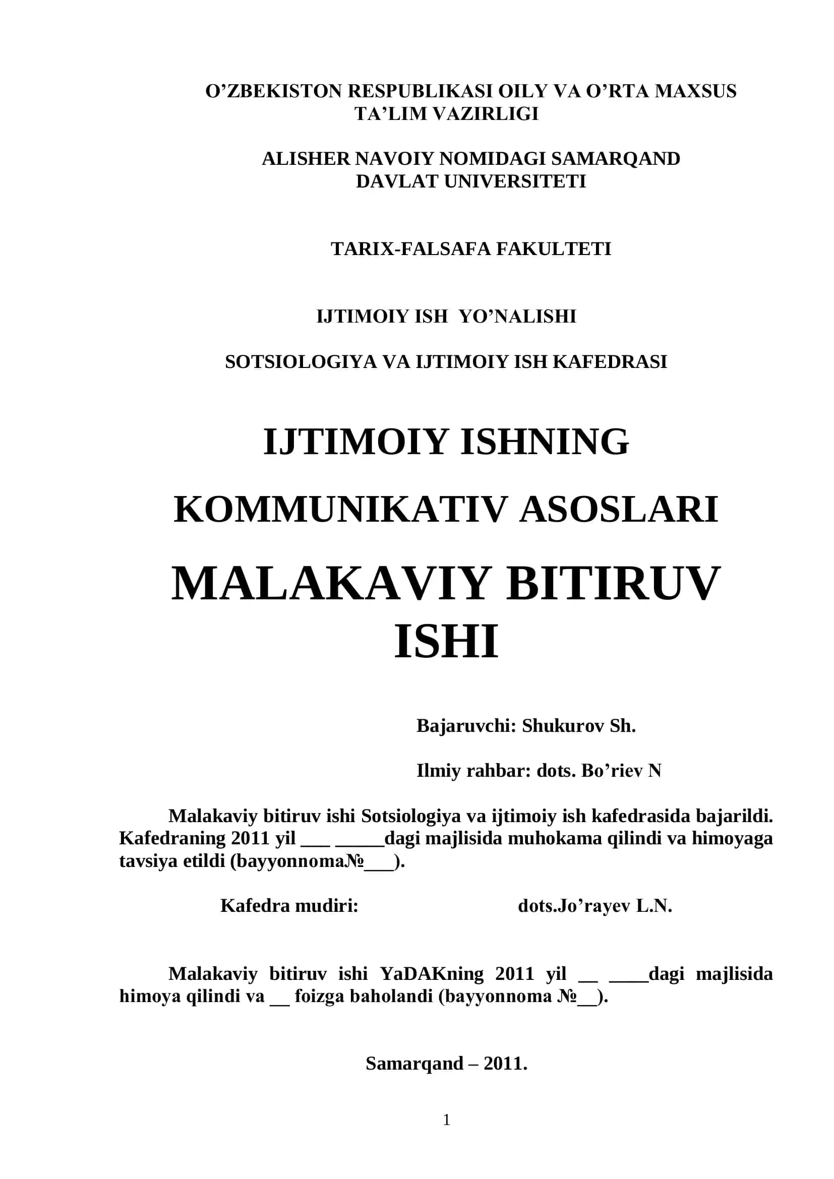IJTIMOIY ISHNING KOMMUNIKATIV ASOSLARI