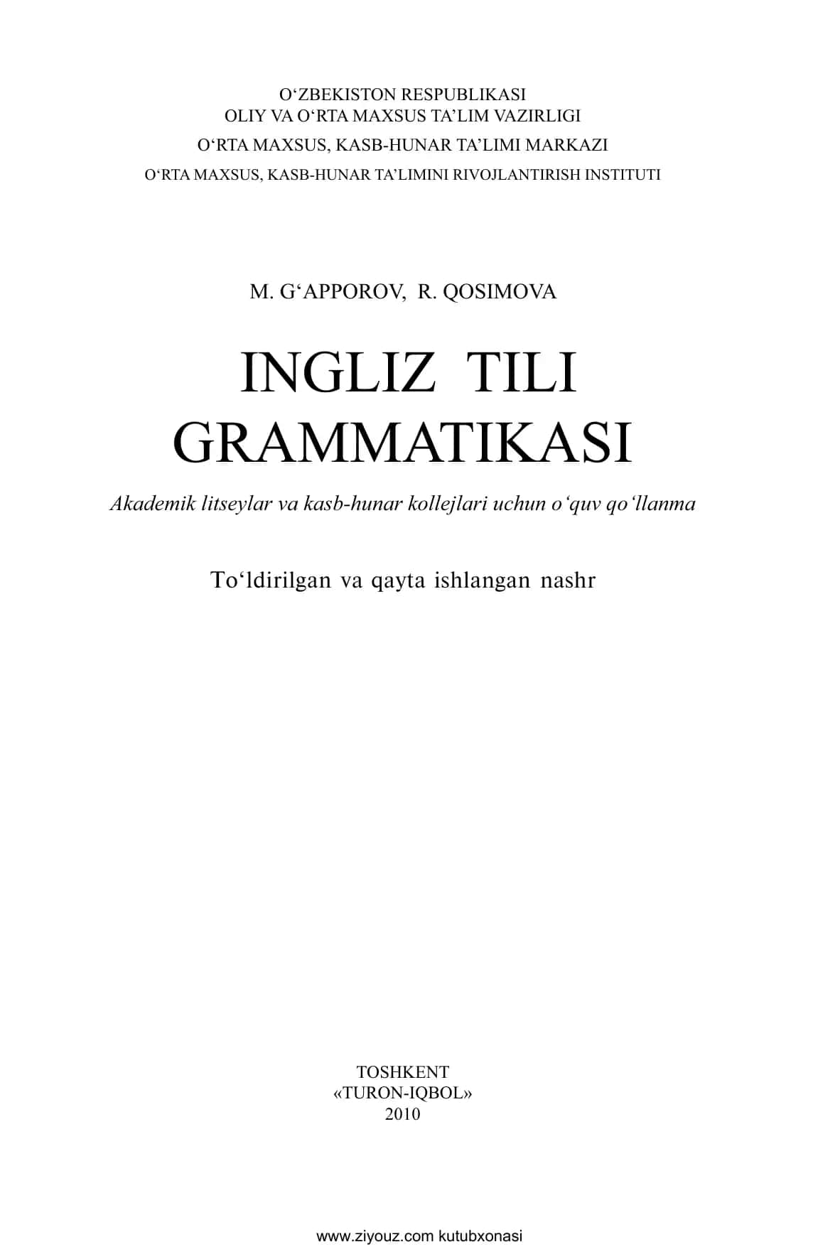 INGLIZ TILI GRAMMATIKASI