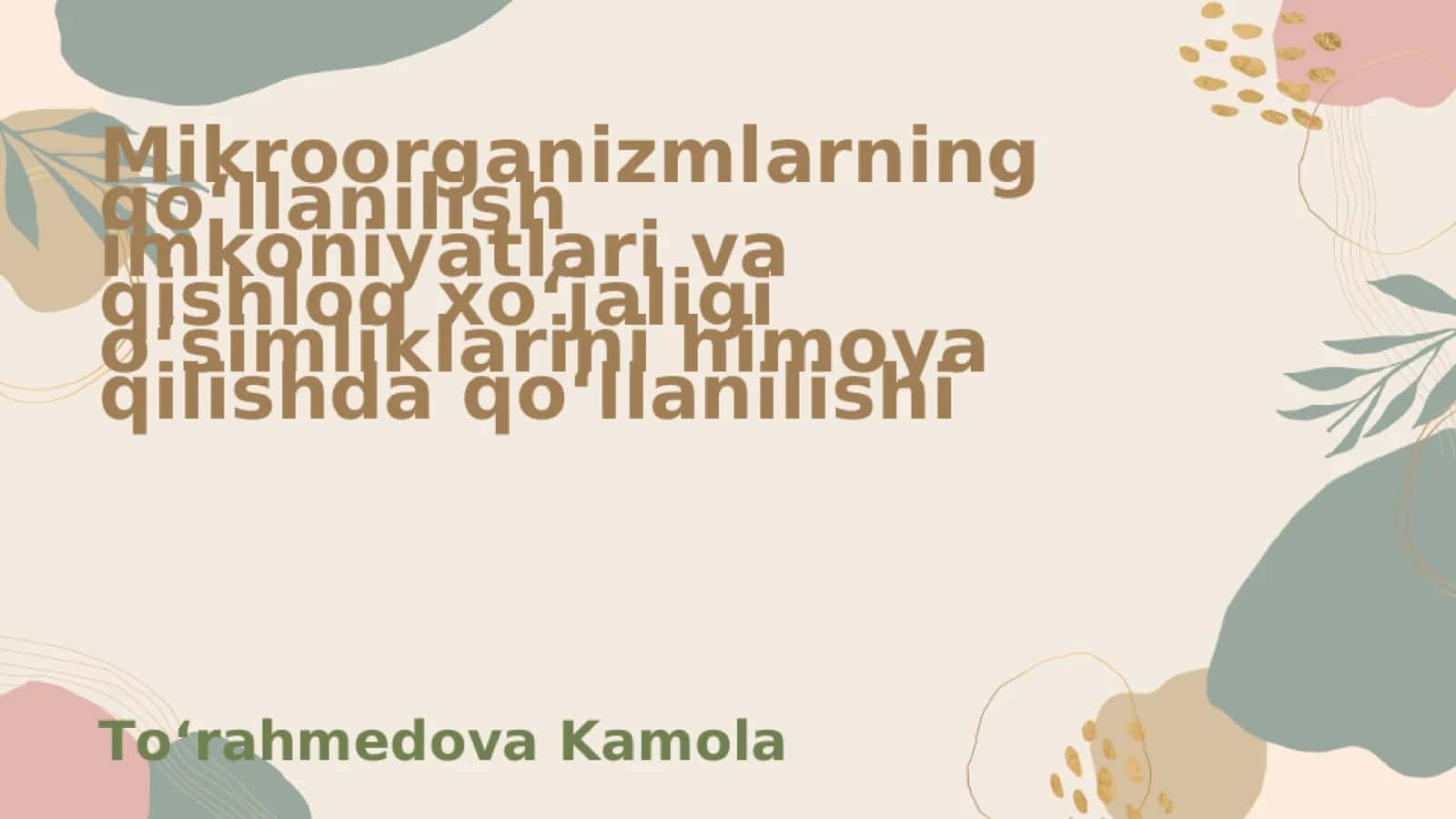 mikroorganizmlarning tabiatda tarqalishi