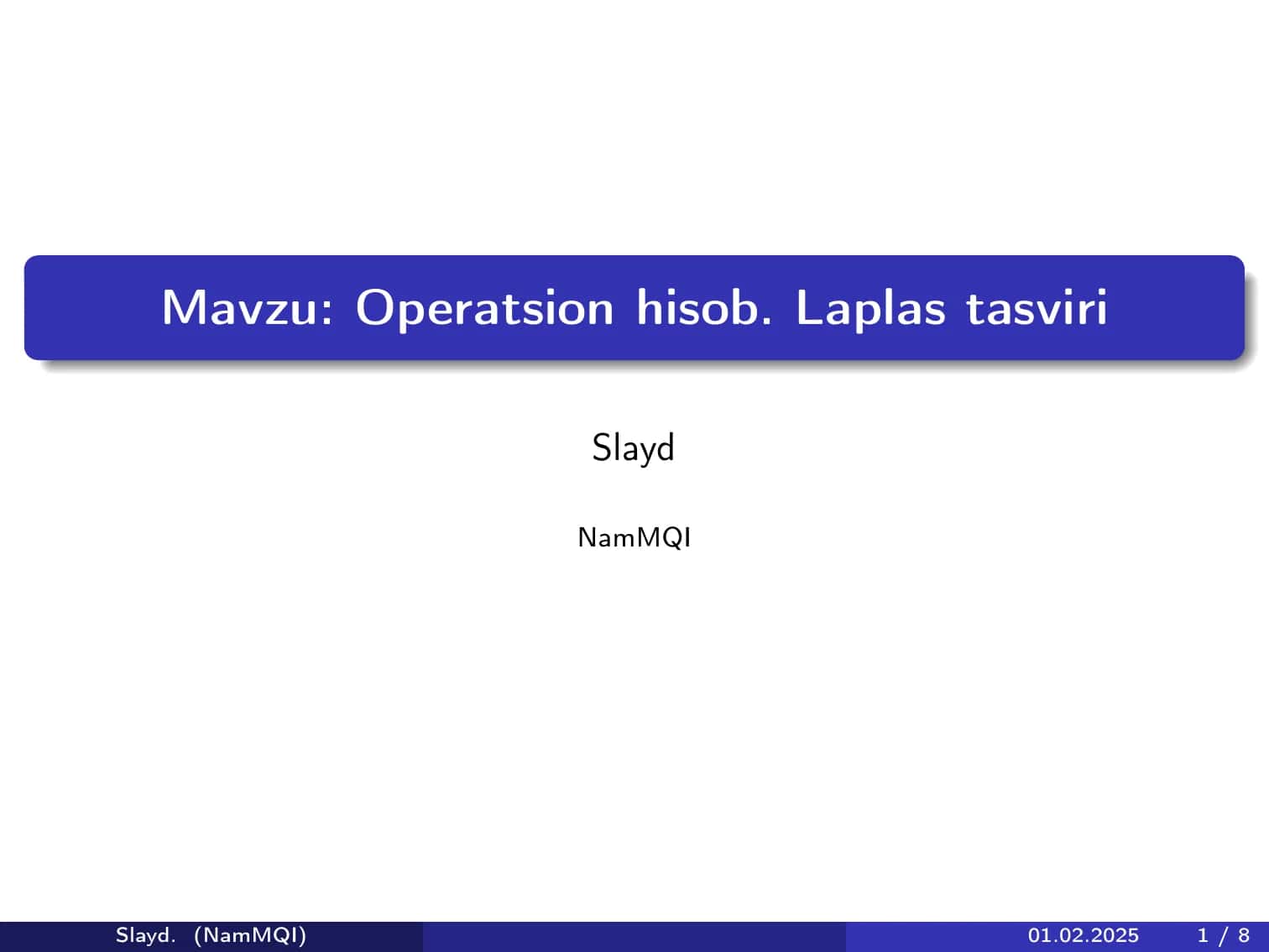 Operatsion hisob. Laplas tasviri