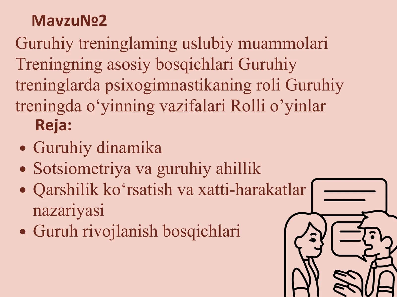 Guruhiy treninglaming uslubiy muammolari