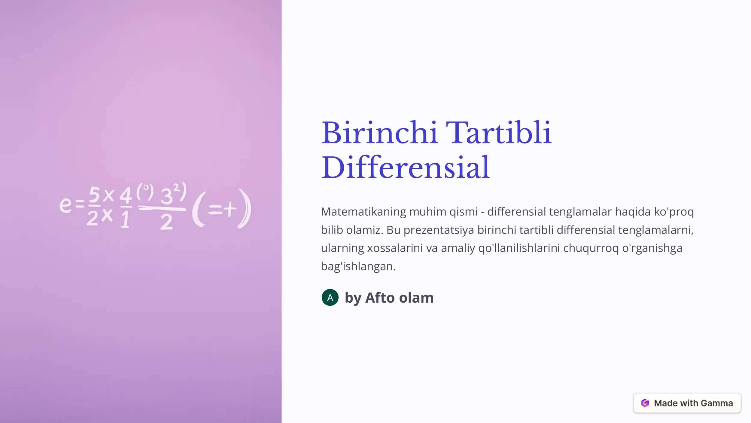 Birinchi Tartibli Differensial