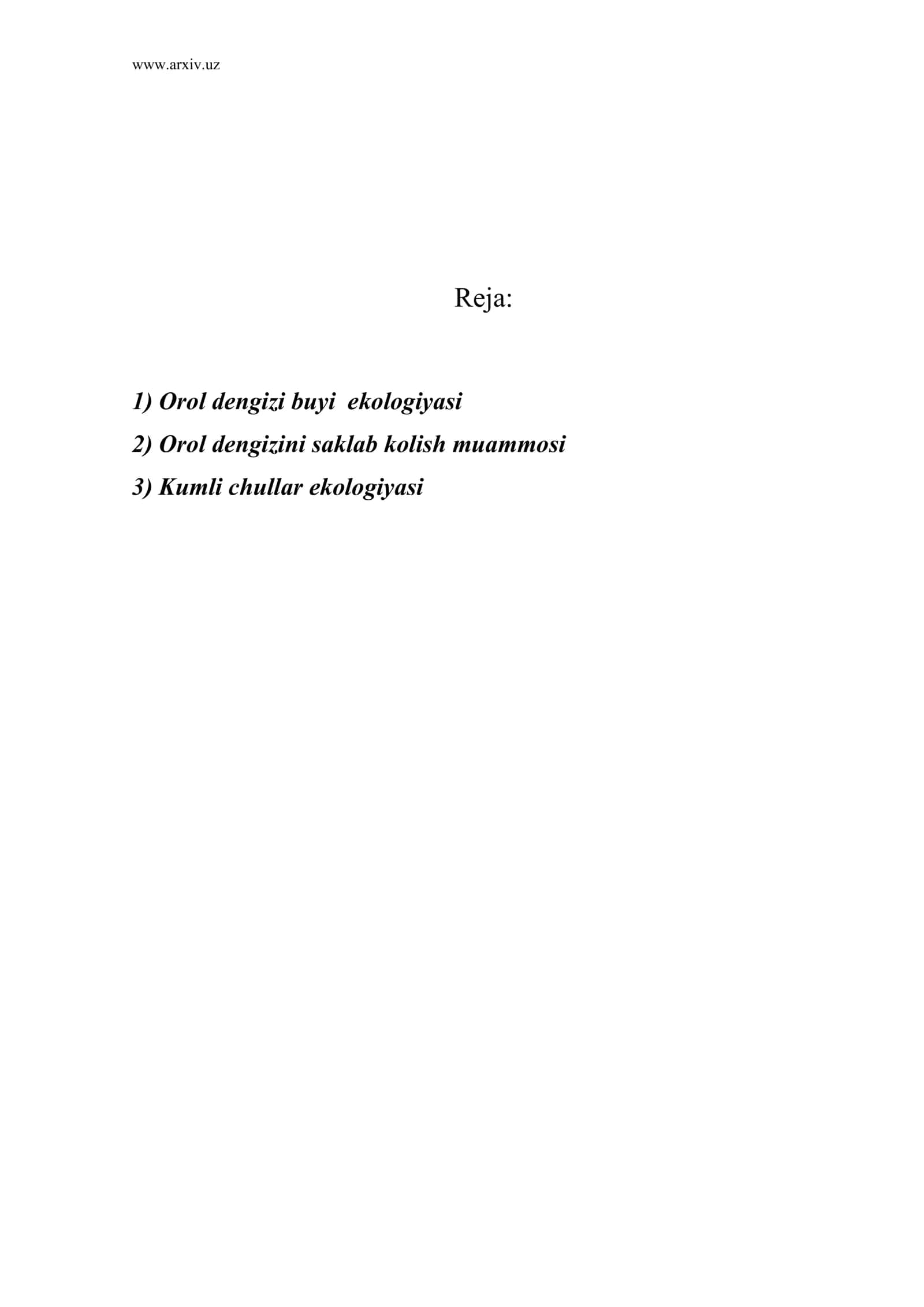 Orol dengizi buyi ekologiyasi