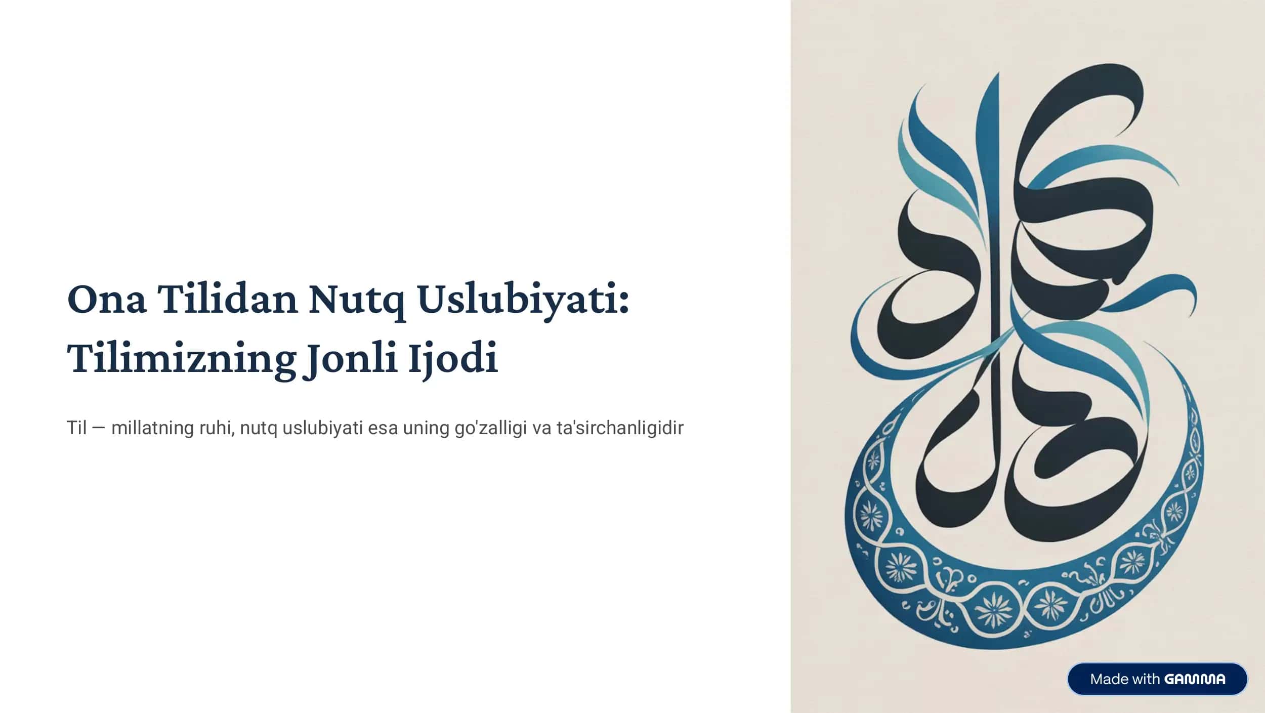 Ona Tilidan Nutq Uslubiyati