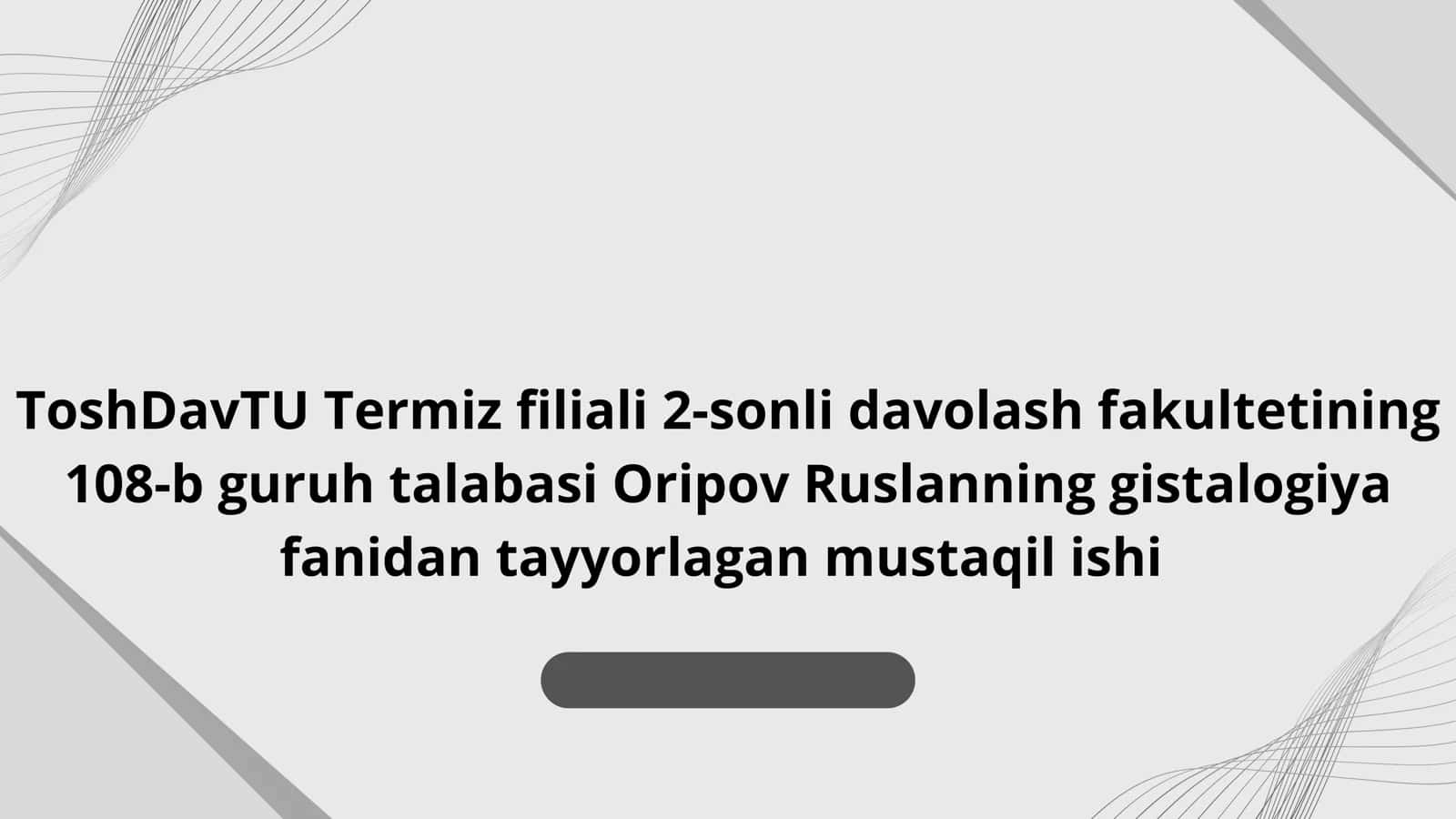 Yallig'lanish reaksiyasi vaqtida hujayralarning o'zaro ta'siri. Birriktiruvchi to'qimaning hujayralararo moddasining kelib chiqishi vauzilishi. Kollagen tolalarining ultrastrukturasi va gistokimyosi