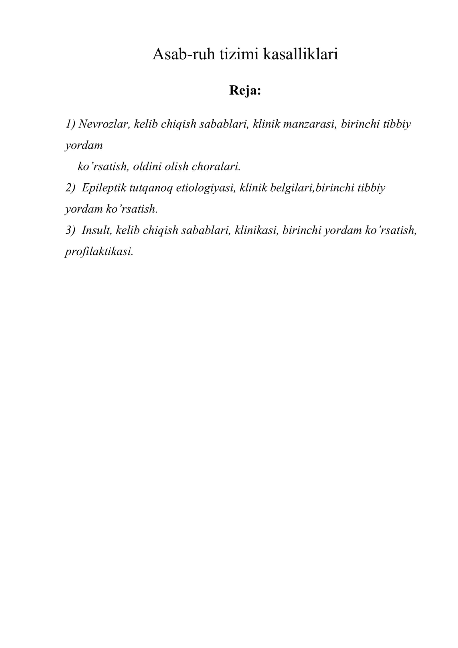 Asab-ruh tizimi kasalliklari