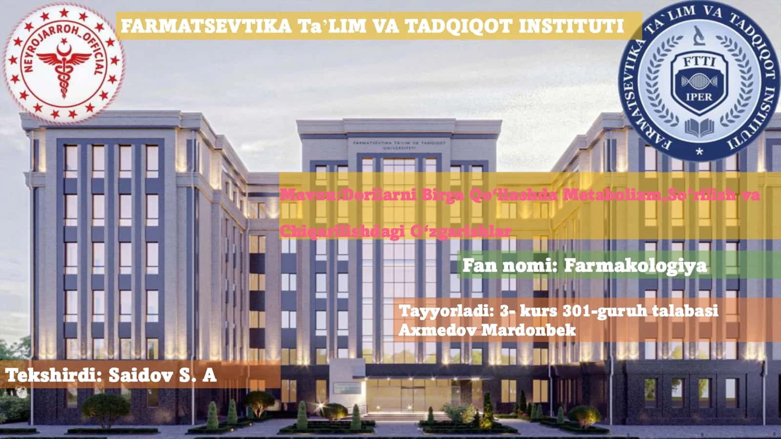 Dorilarni Birga Qo‘llashda Metabolizm,So’rilish va Chiqarilishdagi O‘zgarishlar